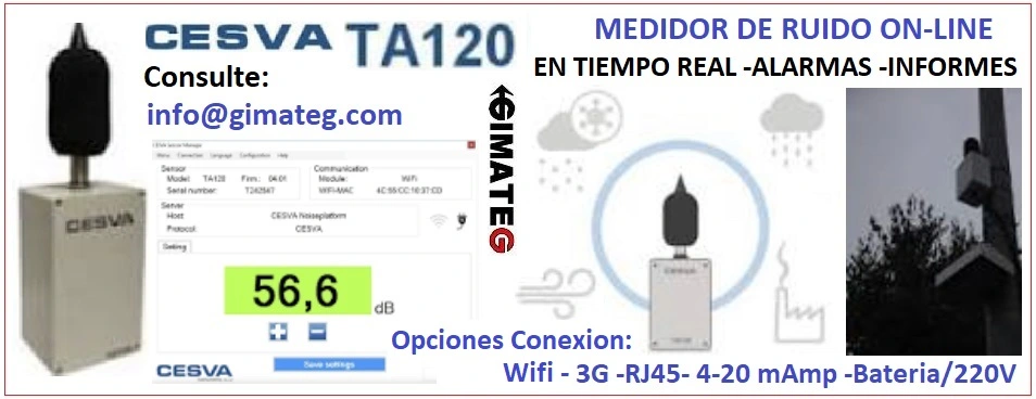 Sensor medidor ruido online TA120 venta alquiler GimateG