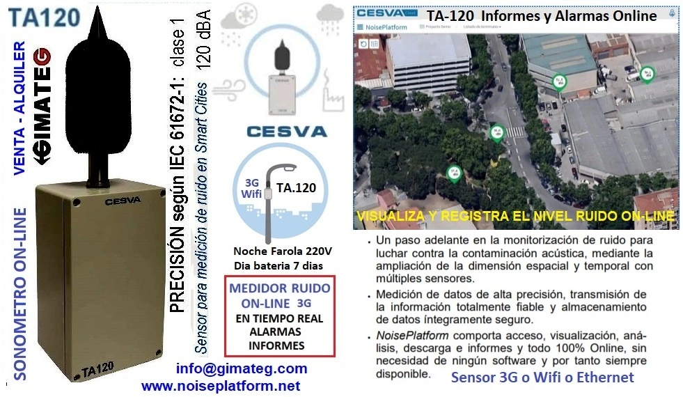 lquiler medidor ruido ambiente online 3G cesva TA120 gimateg