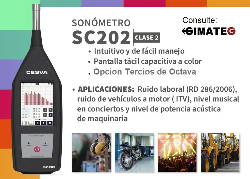 sonometro pantalla tactil cesva SC202 gimateg