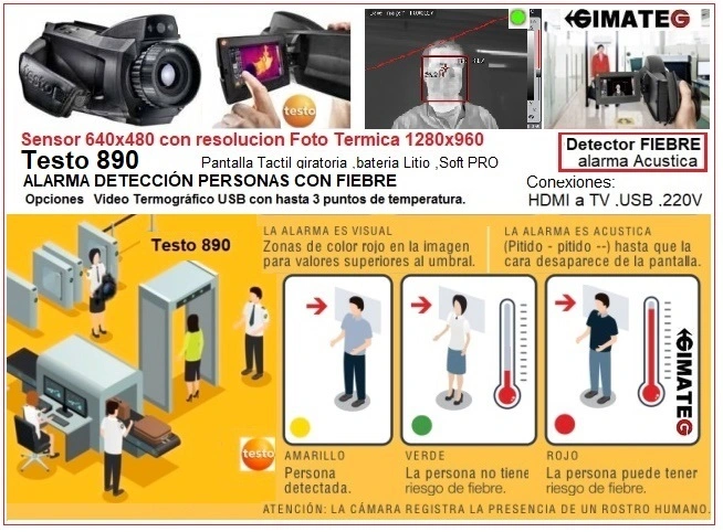deteccion personas con FIEBRE con camara termica Testo 890 GimateG