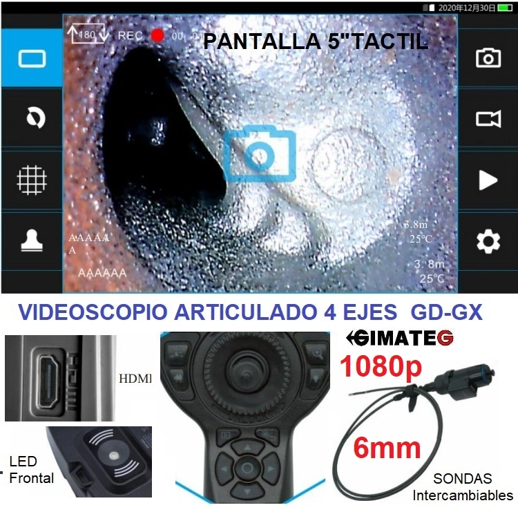 videoscopio industrial 1080px articulado 360grados GX gimateg