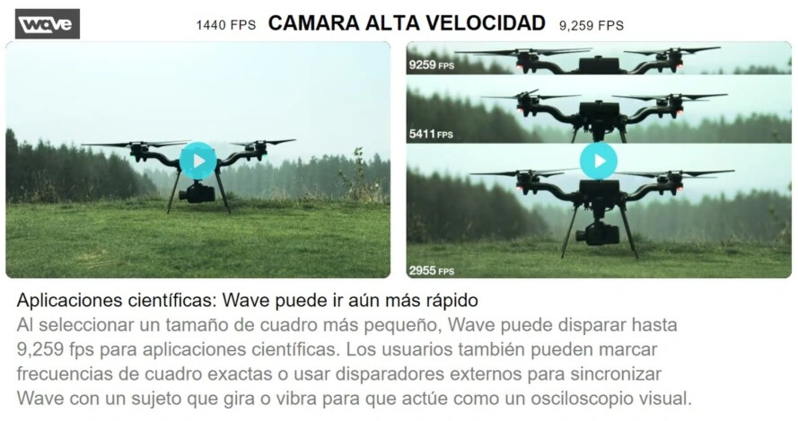 formatos y velocidad fps video alta velocidad wave2T