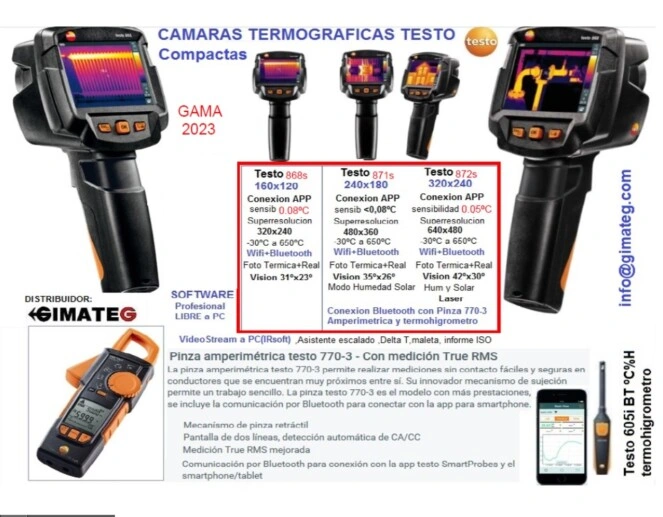 termografia wifi Bluetooth 872s 871s y Wifi 868s testo gimateg