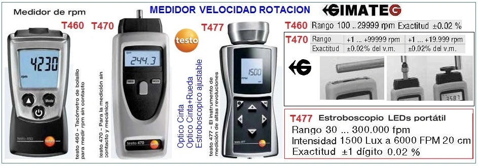 tacometros rpm testo consulte a gimateg