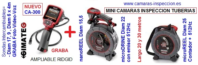 MINI Camara inspeccion tuberias Diametr 26mm x 30 metros con Radio localizador y contador